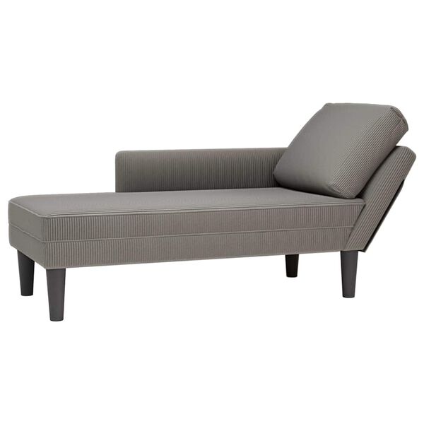vidaXL Chaise lounge com almofada tecido corduroy cinzento claro