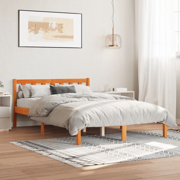 vidaXL Cama sem colch&atilde;o 120x190 cm madeira pinho maci&ccedil;a castanho-mel