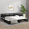 vidaXL Estrutura sof&aacute;-cama de puxar pinho maci&ccedil;o preto 2x(90x190) cm