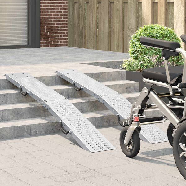 vidaXL Rampa de Carga 2 pcs Prateado 166 x 22,5 x 4,5 cm