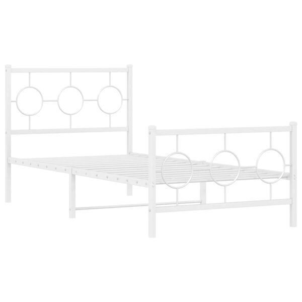 vidaXL Estrutura de cama com cabeceira e pés 90x190 cm metal branco