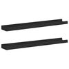 vidaXL Unidade de prateleiras com rebordo 2 pcs 60x9x3 cm MDF preto