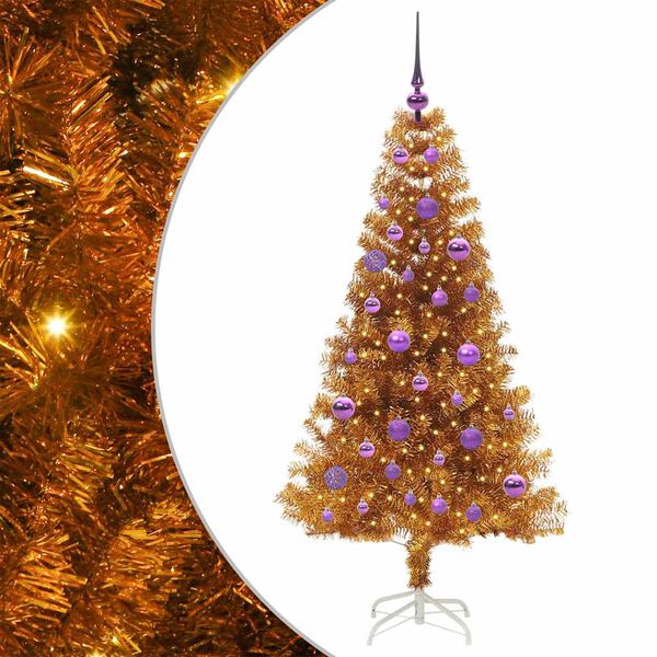 vidaXL &Aacute;rvore de Natal com 150 LEDs com suporte Ouro 150 cm PET