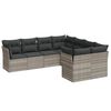 vidaXL 8 pcs conj. sof&aacute;s jardim c/ almofad&otilde;es vime PE cinzento-claro
