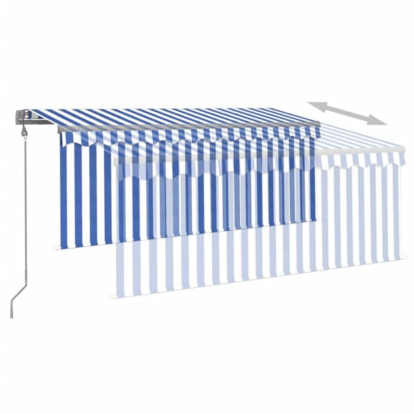 vidaXL Toldo retr&aacute;til autom&aacute;tico com estore 3x2,5 m azul e branco