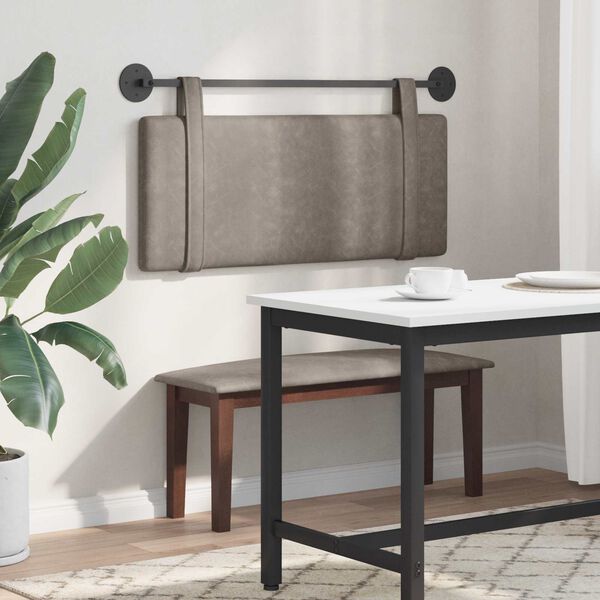 vidaXL Cabeceira Suspensa Liso Cinzento 110 x 55 x 5 cm PU Antigo