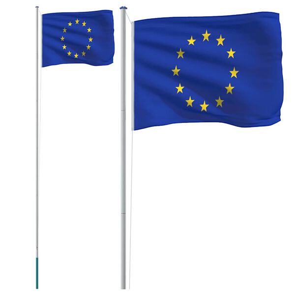 vidaXL Bandeira da Uni&atilde;o Europeia e mastro 6,08 m alum&iacute;nio