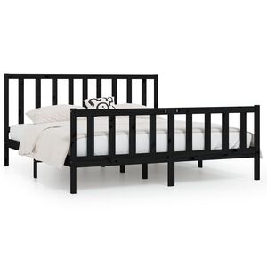 vidaXL Estrutura de cama 200x200 cm madeira maci&ccedil;a preto