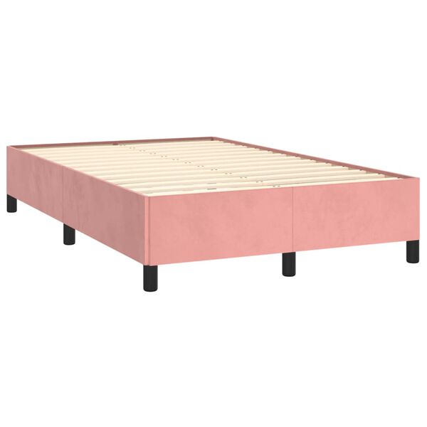 vidaXL Cama boxspring com colchão 120x190 cm veludo rosa