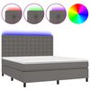 vidaXL Cama box spring c/ colch&atilde;o/LED 180x200cm couro artificial cinza