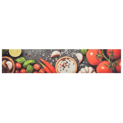 vidaXL Tapete de cozinha lavável 60x300 cm veludo padrão vegetais