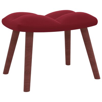 vidaXL Cadeira de descanso com banco veludo vermelho tinto