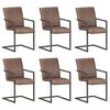 vidaXL Cadeiras de jantar cantilever 6 pcs couro genu&iacute;no castanho