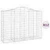 vidaXL Cestos gabi&atilde;o arqueados 12 pcs 200x50x140/160 ferro galvanizado
