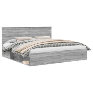 vidaXL Estrutura da Cama com cabeceira Cinza Sonoma 200 x 200 cm