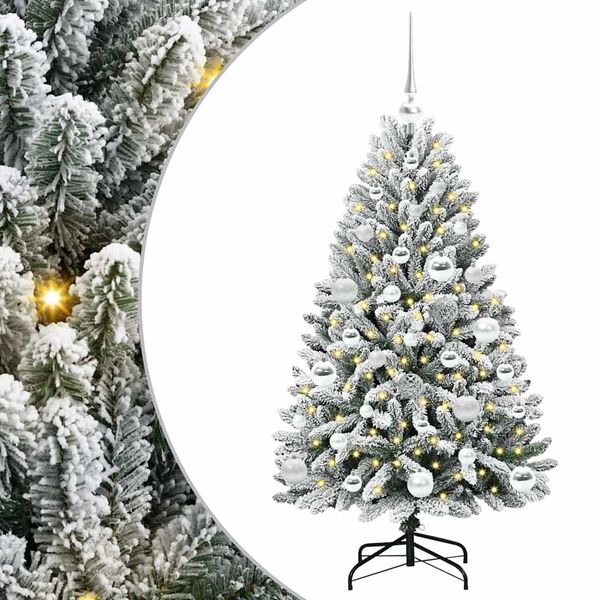 vidaXL &Aacute;rvore de Natal Artificial Verde e Branco 120 cm PVC e Metal