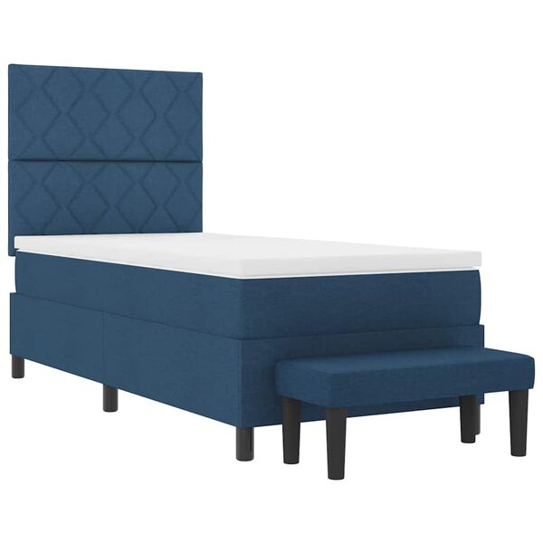 vidaXL Cama Box com cabeceira Azul 100 x 200 cm tecido