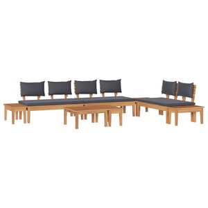 vidaXL Conjunto de Sof&aacute; de Jardim 5 unid. Marrom e Cinza