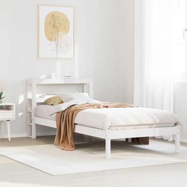 vidaXL Cama sem colch&atilde;o 90x190 cm madeira de pinho maci&ccedil;a branco