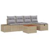 vidaXL Conjunto de Sof&aacute; de Jardim 6 unid. Bege vime PE
