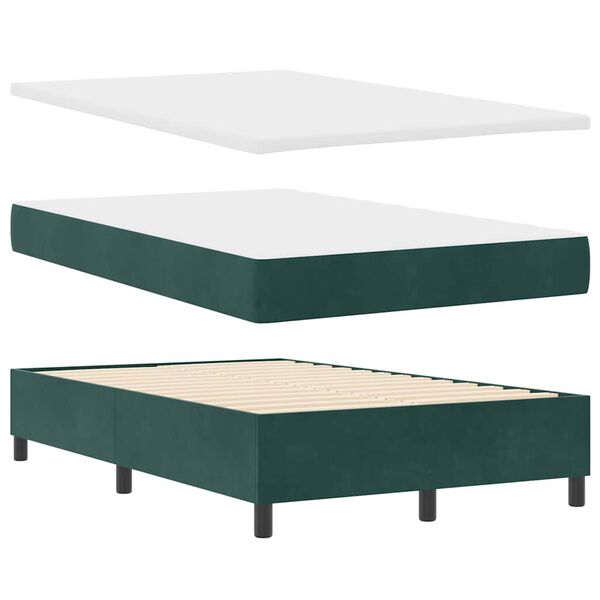 vidaXL Cama Box com colch&atilde;o Verde Escuro 120 x 190 cm Veludo