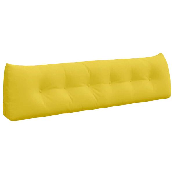 vidaXL Travesseiro para Costas Amarelo Claro 180 x 24 x 50 cm tecido