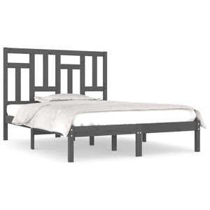 vidaXL Estrutura de cama 200x200 cm pinho maci&ccedil;o cinzento