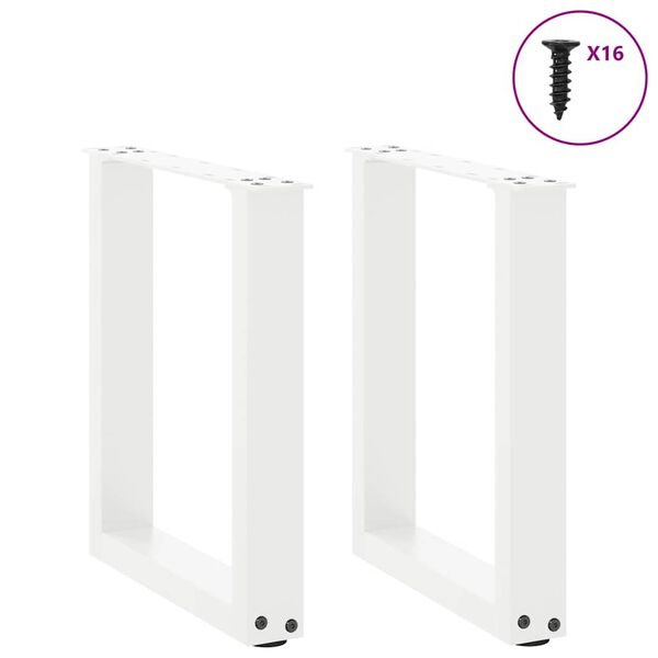 vidaXL Pés para mesa de centro em formato de U, 2 peças, branco, 28x(42-43) cm, aço