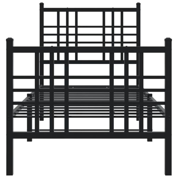 vidaXL Estrutura de cama com cabeceira e p&eacute;s 80x200 cm metal preto