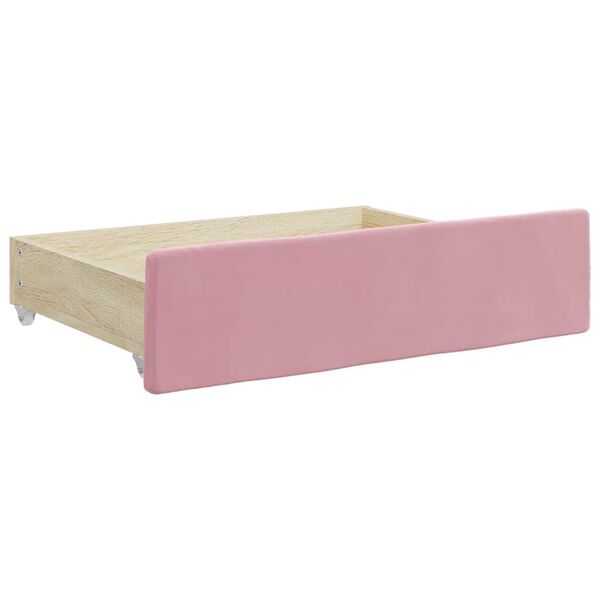 vidaXL Gavetas de cama 2 pcs derivados de madeira e veludo rosa