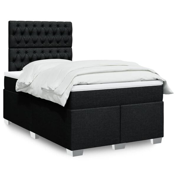vidaXL Cama boxspring com colch&atilde;o 120x190 cm tecido preto