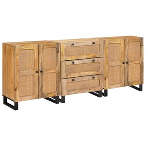 vidaXL Buffet 3 pcs Castanho 180 x 33 x 75 cm Madeira de manga maci&ccedil;a