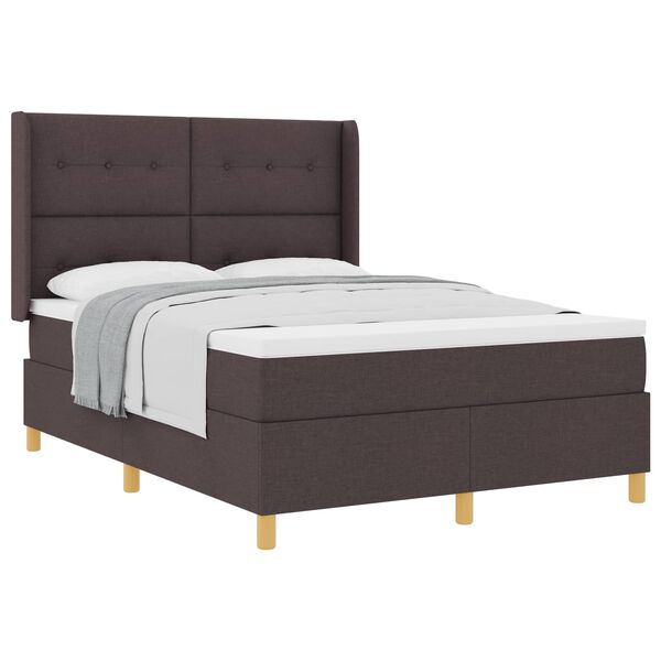 vidaXL Cama Box com colch&atilde;o Marrom Escuro 160 x 200 cm tecido