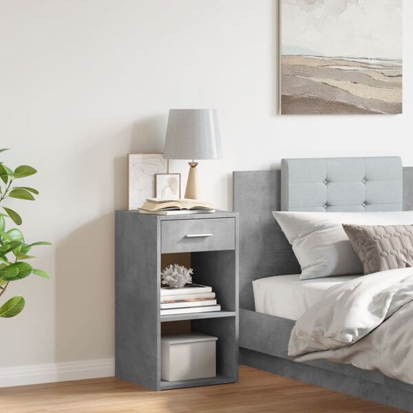 vidaXL Mesa de cabeceira 35x34x65 cm derivados madeira cinza cimento