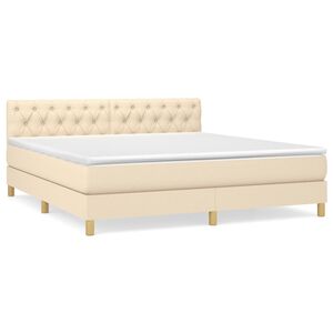 vidaXL Cama com molas/colch&atilde;o 160x200 cm tecido cor creme