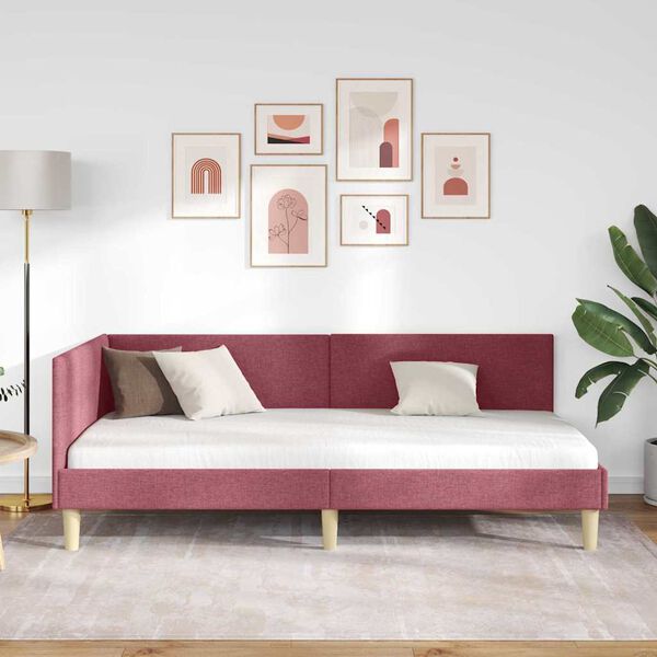 vidaXL Estrutura de Cama de Canto Vinho Vermelho 90 cm x 200 cm Veludo