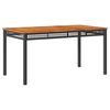 vidaXL Mesa de jardim 140x80x75 cm vime PE e madeira de ac&aacute;cia preto