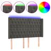 vidaXL Cabeceira de cama c/ LED veludo 163x16x118/128 cm cinza-escuro