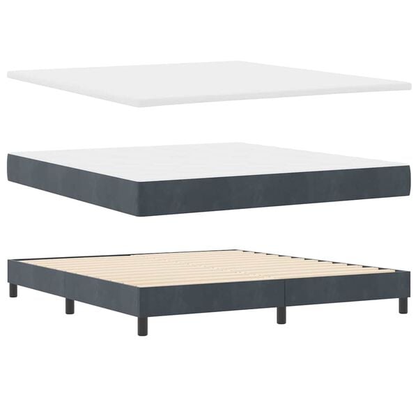 vidaXL Cama Box com colch&atilde;o Cinza Escuro 200 x 180 cm Veludo