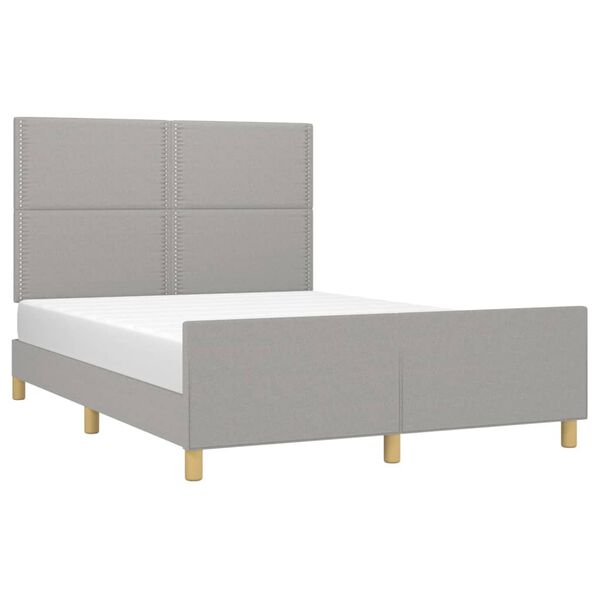 vidaXL Estrutura de cama sem colch&atilde;o 140x200 cm tecido cinzento-claro