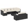 vidaXL 10 pcs conjunto sof&aacute;s de jardim c/ almofad&otilde;es vime PE preto