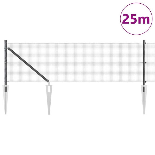 vidaXL Poste de Cerca Cinzeto 25 x 0,5 m (malha de 16 x 16 mm) A&ccedil;o