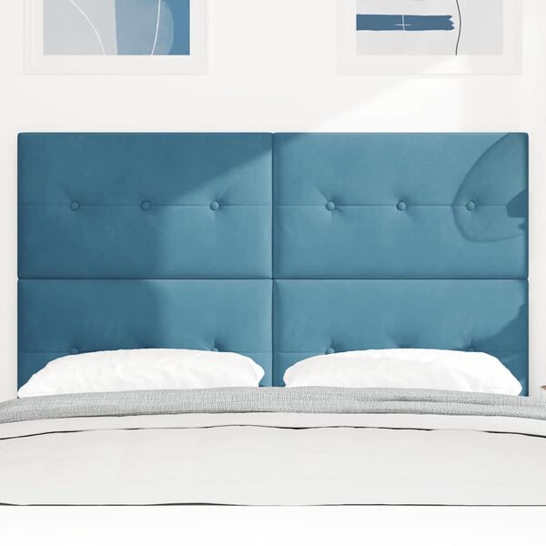 vidaXL Cabeceira com cabeceira Azul Escuro 160 cm Couro Sint&eacute;tico