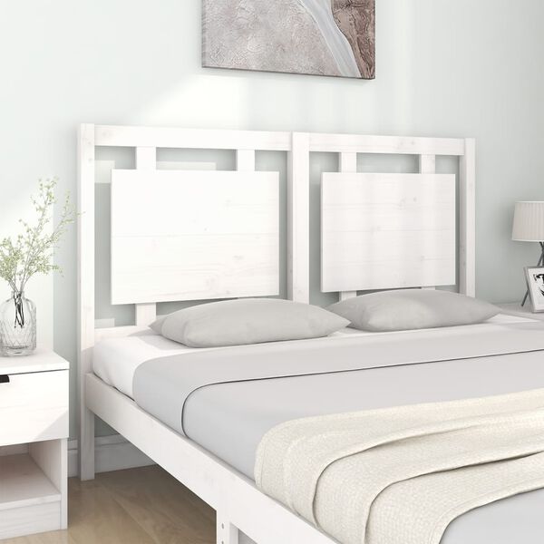 vidaXL Cabeceira de cama 140,5x4x100 cm madeira de pinho maci&ccedil;a branco