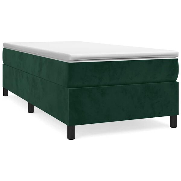 vidaXL Estrutura de cama com molas 90x200 cm veludo verde-escuro