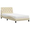 vidaXL Cama com colch&atilde;o 100x200 cm tecido cor creme