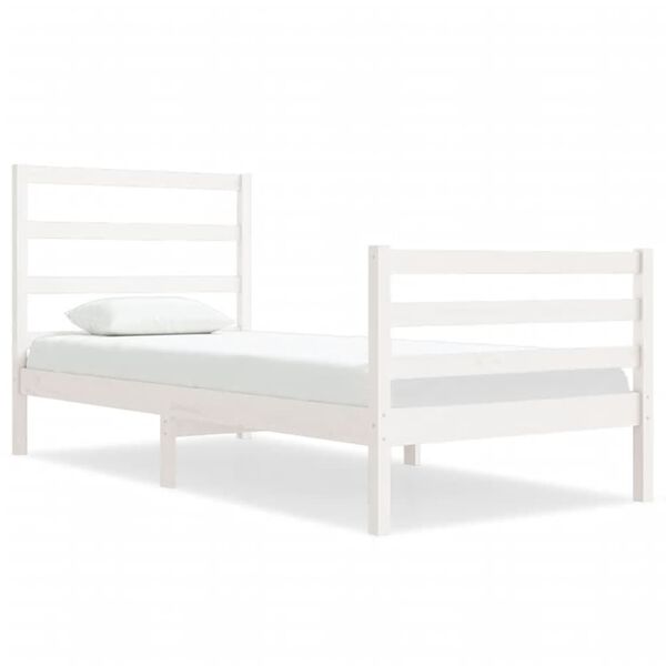 vidaXL Cama sem colch&atilde;o 75x190 cm madeira de pinho maci&ccedil;a branco