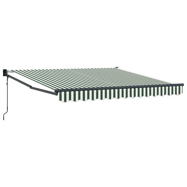 vidaXL Toldo Riscas Verde e branco 3 x 2,5 m Poli&eacute;ster e metal