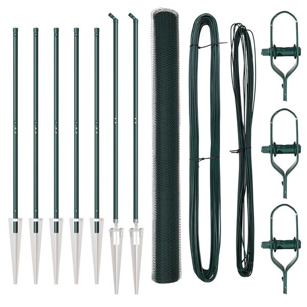 vidaXL Poste de Cerca Verde 10 x 1,5 m (malha de 13 mm) A&ccedil;o e PVC