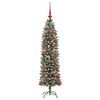 vidaXL Árvore Slim de Natal Artificial Verde e branco 120 cm